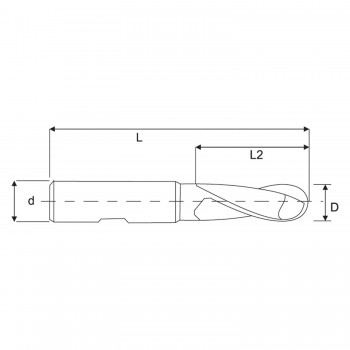İki Ağız Uzun Boy Kaplamasız Küre Karbür Freze - MRK  812100100 10 * 100 mm - Z 2